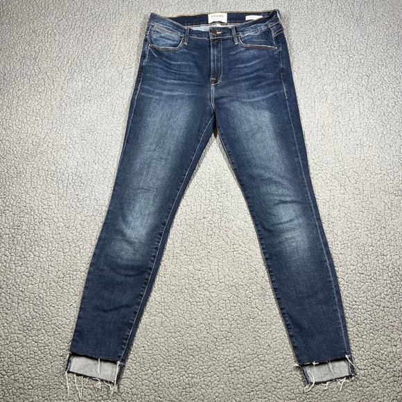 Frame Denim Denim - FRAME Denim Le High Skinny Jeans Blanch Blue Raw Fray Step Hem Size 29 LHSKRS517